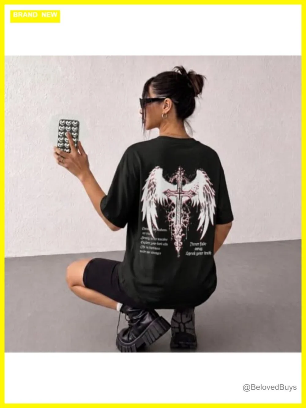 Goth Grunge Graphic Tee Oversized Cotton Short Sleeve Streetwear Top
